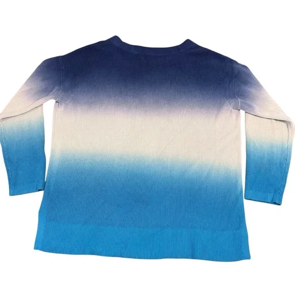 Talbots Blue Ombre Ocean Long Sleeve Cardigan L‎ Women's Lightweight Knit - Picture 5 of 5